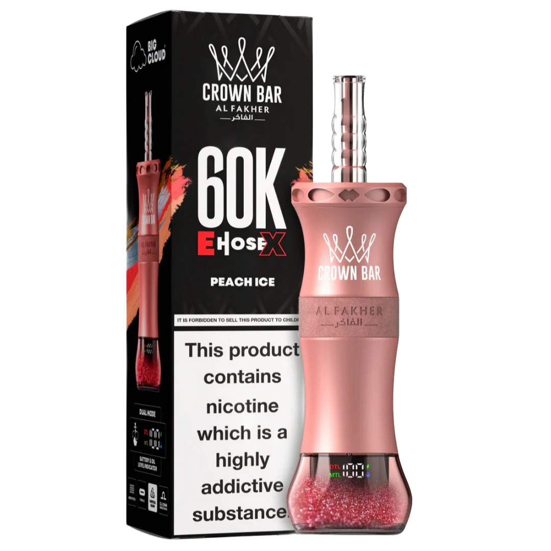 PEACH ICE 6MG - AL FAKHER CLOUD X EHOSE 60K CROWN BAR DISPOSABLE