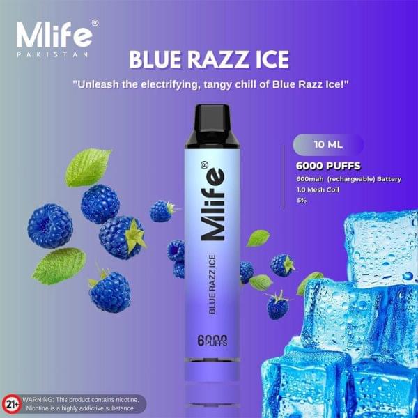 Mlife Disposable Vape – Blue Razz Ice 50mg