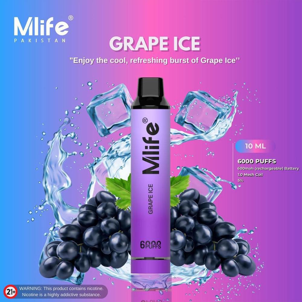 Mlife Disposable Vape – Grape Ice 50mg