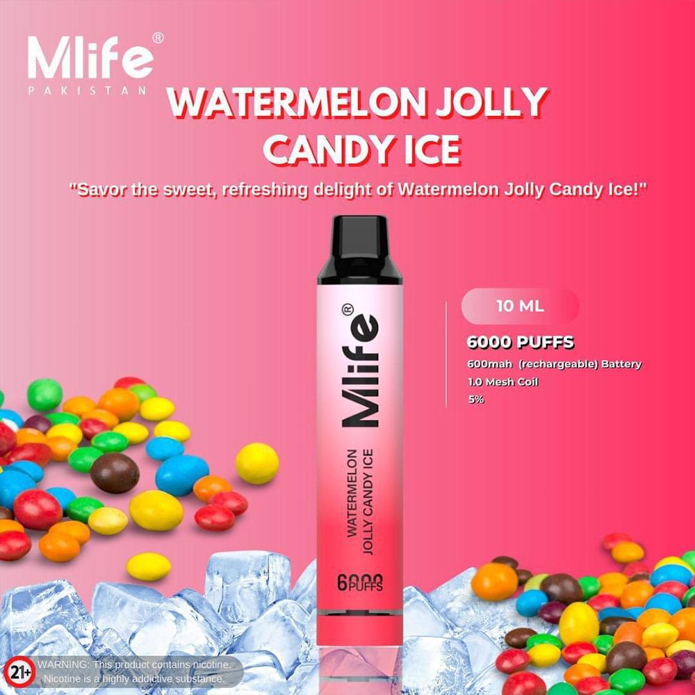 Mlife Disposable Vape – Watermelon Jolly Candy Ice 50mg