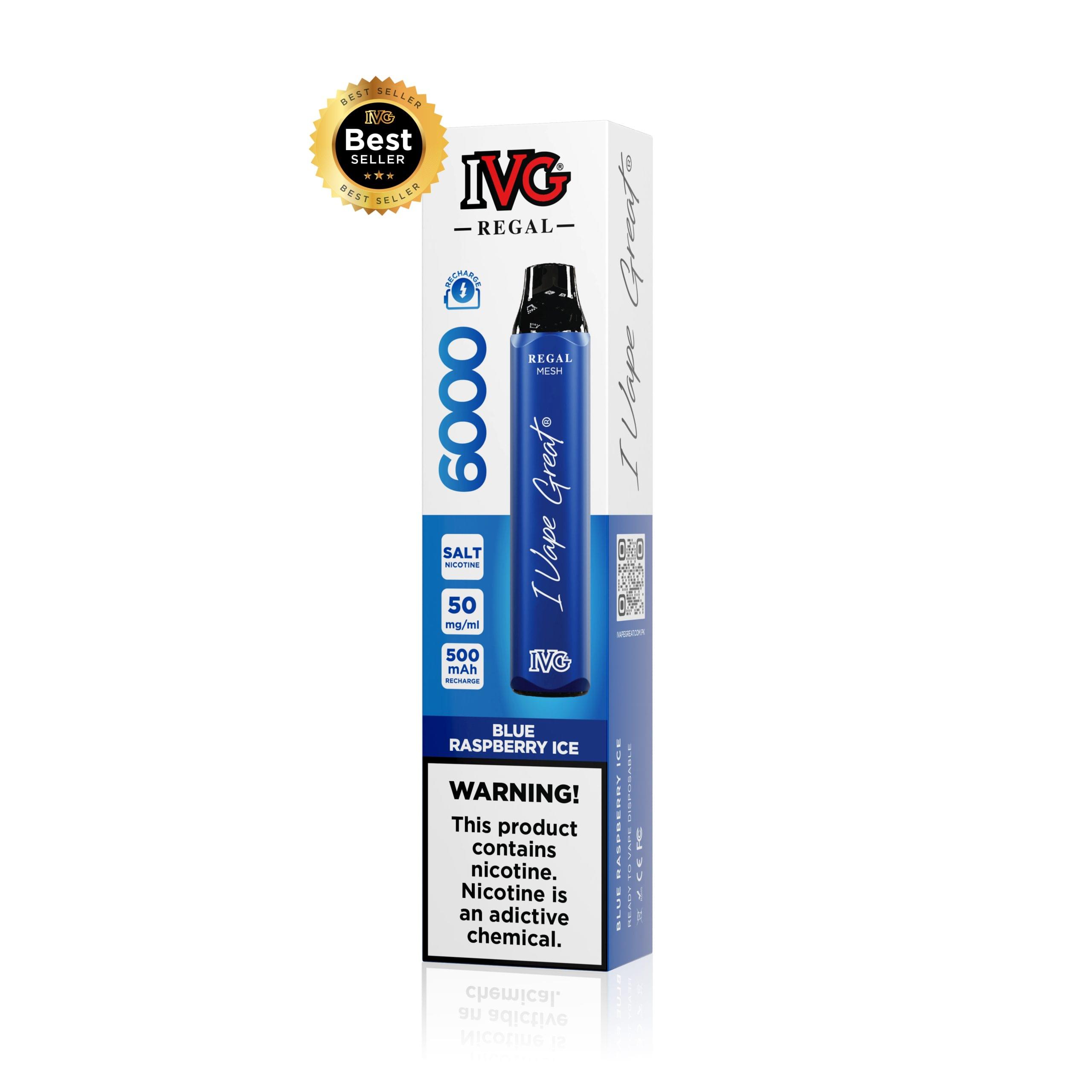 BLUE RASPBERRY ICE 50MG - IVG REGAL DISPOSABLE 6000 PUFFS