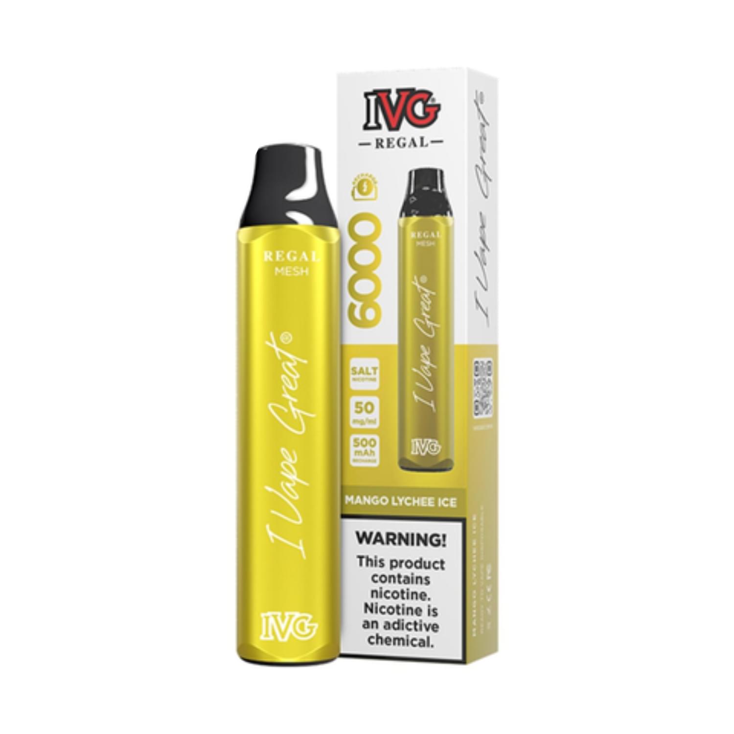 MANGO LYCHEE ICE 20MG - IVG REGAL DISPOSABLE 6000 PUFFS